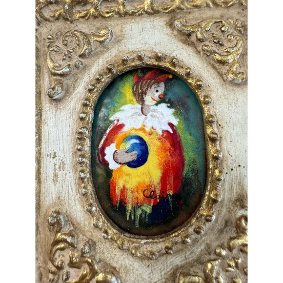 MCM 1974 Painted Metal Children Clown Jester Miniature Decorative 6” Ornate - Picture 3 of 6